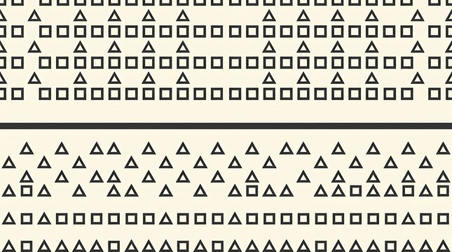 Minimalist geometric pattern with black triangles and squares