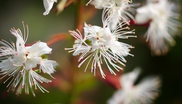 Macro Close Up Of Tiny White Fringed Willowherb Flowers