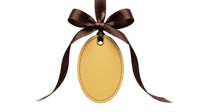 Elegant gift tag with dark brown ribbon perfect for special occasions