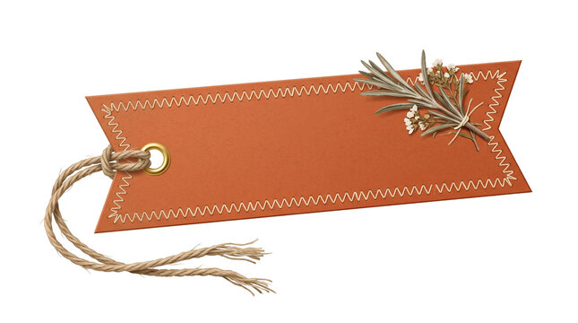 Rustic orange gift tag with twine and dried flower decoration