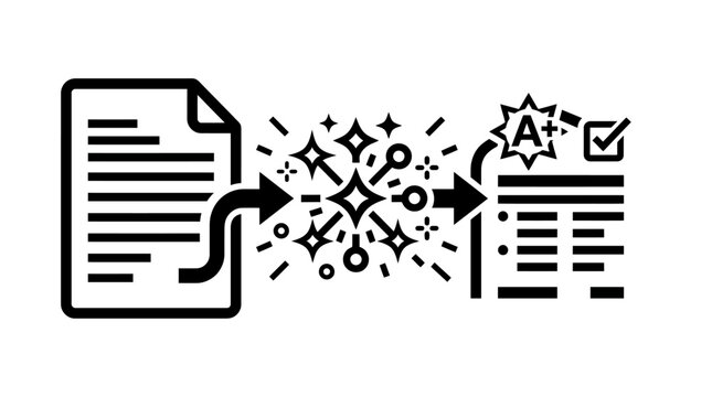 AI content generation icon, automated text rewriting, smart editor