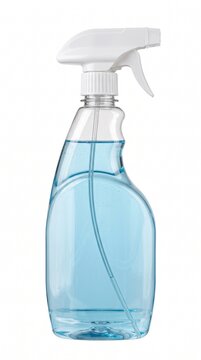 A bottle of blue cleaning spray, showcasing Everyday Objects and Household Items for daily maintenance tasks