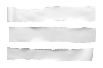 Fototapeta premium Torn white paper strips with rough edges, creating a blank message space or frame, transparent background