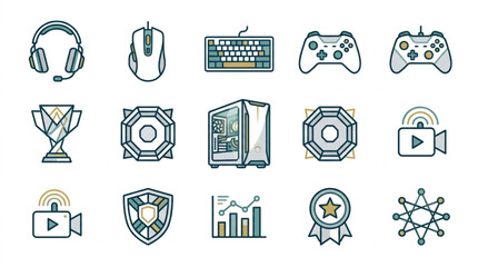 Gaming Accessories and Equipment Icons Collection. © Dalbo