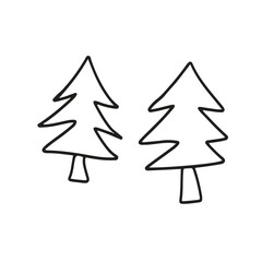 Fototapeta premium Minimal Pine Tree Outline Vector Set