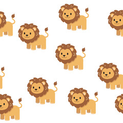 Fototapeta premium Colorful Cartoon Lion Seamless Pattern for Kids' Decor and Educational Resources