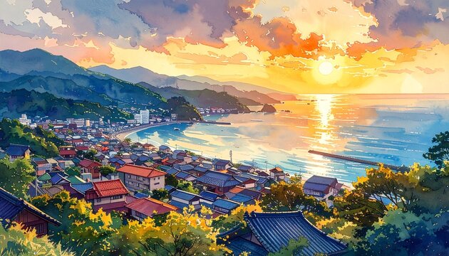 夕焼けに染まる海辺」の写真素材 | 1,796件の無料イラスト画像 | Adobe