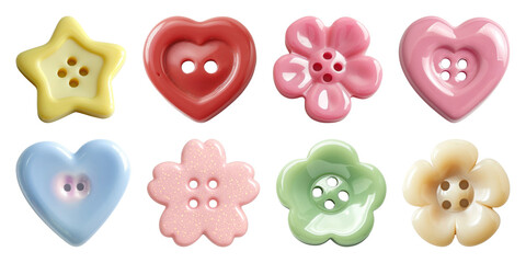 Fototapeta na wymiar PNG Colorful decorative buttons collection on transparent background