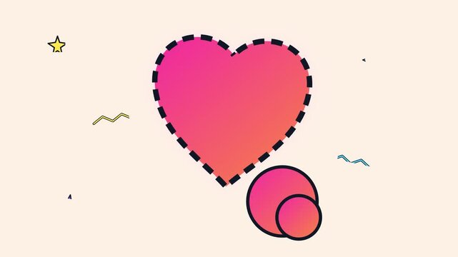 Abstract heart animation with dotted border design for romantic social media content.