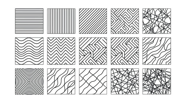 Seamless texture pattern set with stripes waves dots and cross hatch line background vector illustration
Set of hand drawn seamless texture patterns including stripes, waves, dots, hatching and cross 