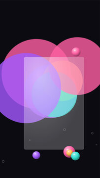Modern glassmorphism ui card design vibrant abstract shapes on dark background for web app interfaces