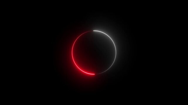 Round circle picture frame with two tone neon color shade motion graphic on isolated black background. Blue and pink light moving for overlay element. 4K footage video effect seamless loop