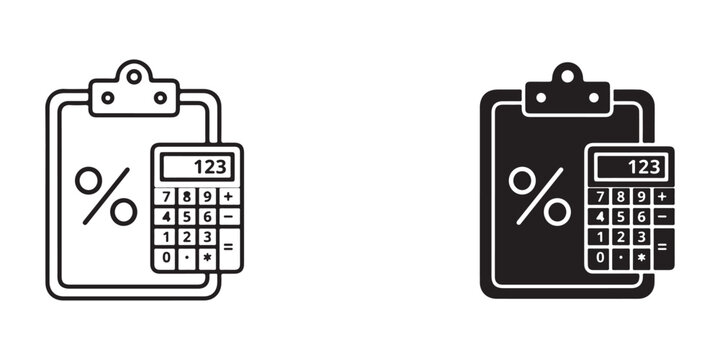 Clipboard with Calculator Showing Percentage and Numbers for Financial Planning and Business Calculations