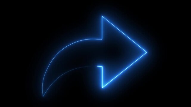 Glowing neon share icon on the black background. share arrow icon 4k animation. share glowing neon line color arrow.
