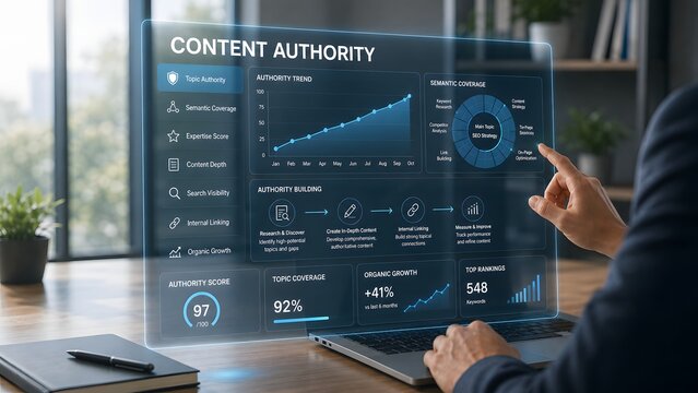 Content authority seo strategy dashboard boost rankings organic traffic