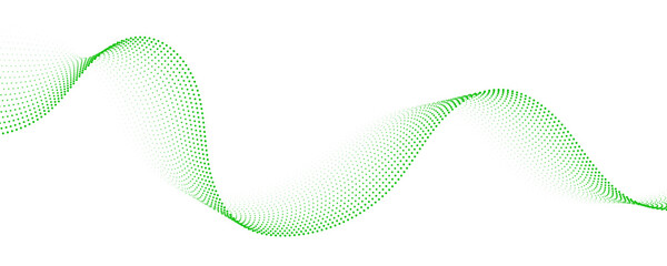 Naklejka na ściany i meble Abstract green dotted digital wave curve on black background