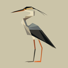 Obraz premium Geometric heron bird illustration flat design style