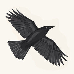 Obraz premium Black bird in flight illustration