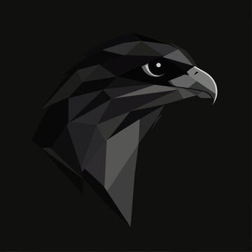 Abstract hawk head low poly style dark theme