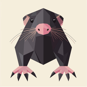 Geometric mole character flat design illustration