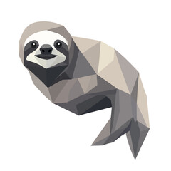 Fototapeta premium Low poly sloth illustration on white background