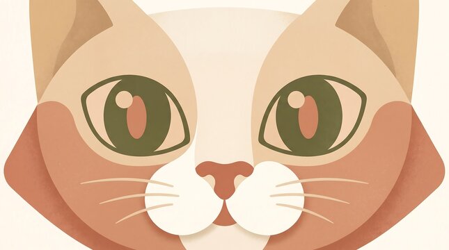 Cute Siamese Cat Face Close Up Vector Illustration
