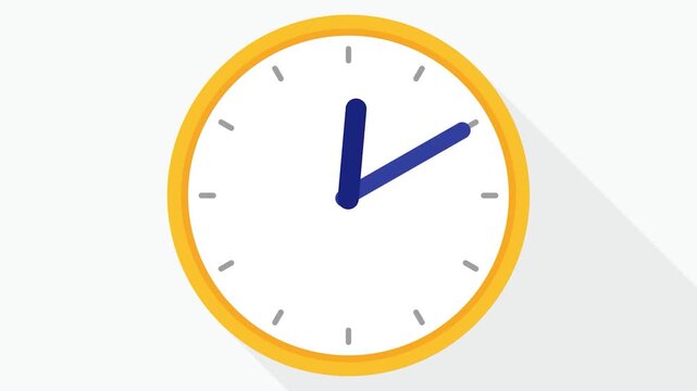 Minimalist Animated Analog Clock with Yellow Frame and Blue Hands