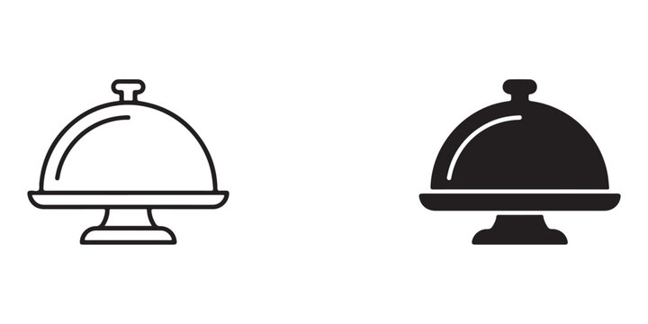 food server and solid filled server tray icons isolated on transparent background