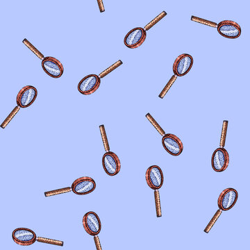 pattern zoom magnyfying glass hand drawn. clarity focus, enlarge detail, vision reading zoom magnyfying glass vector sketch illustration