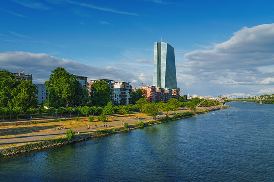  beautiful landscape - frankfurt am main in the summer, at sunset