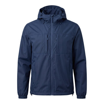 Navy blue men hooded lightweight rain jacket