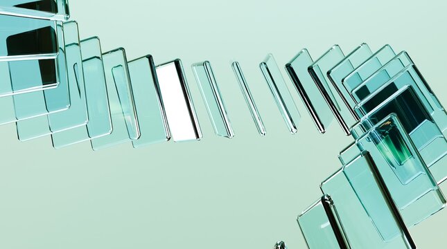 Transparent Glass Panel Wave Abstract Blue Minimal 3D Background