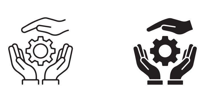 pairs of hands holding gears symbolizing support collaboration and teamwork in business or technology projects