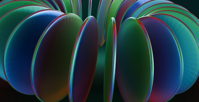 Luxury Colorful Glass Disc Cluster Abstract 3D Background Illustration