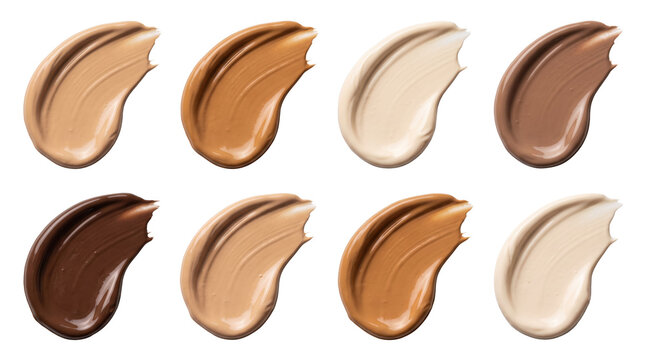 Liquid foundation makeup swatches in diverse skin tones