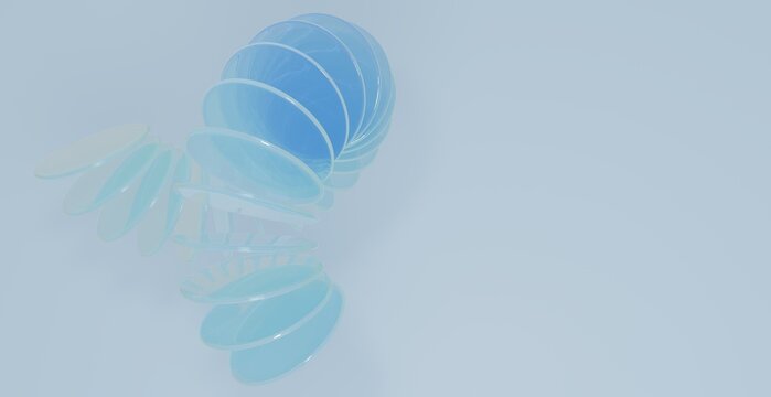 Minimal Transparent Glass Spiral Wave with Soft Blue Gradient 3D Background
