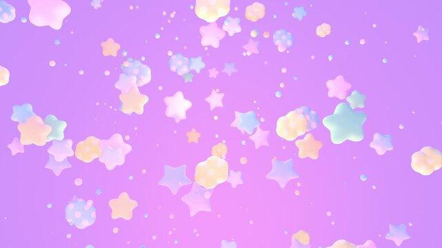 Fly through colorful stars and polka dot clouds in the sky animation. (loop)