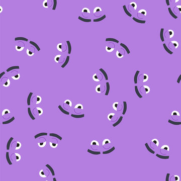 pattern content eye emotions cartoon. peaceful loving, jealous anxious, hopeful proud content eye emotions sign. seamless vector illustration