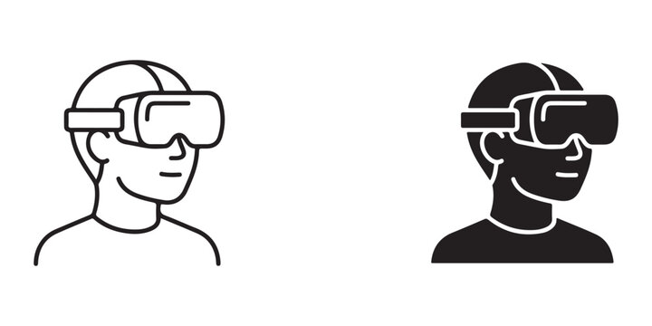 people wearing virtual reality headsets for modern technology and digital experience concepts