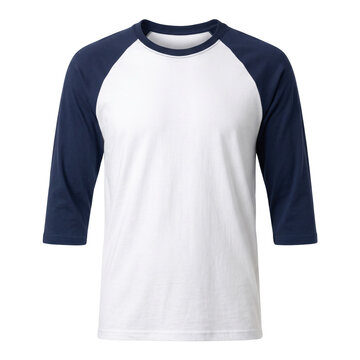 Blank raglan baseball shirt with navy sleeves mockup