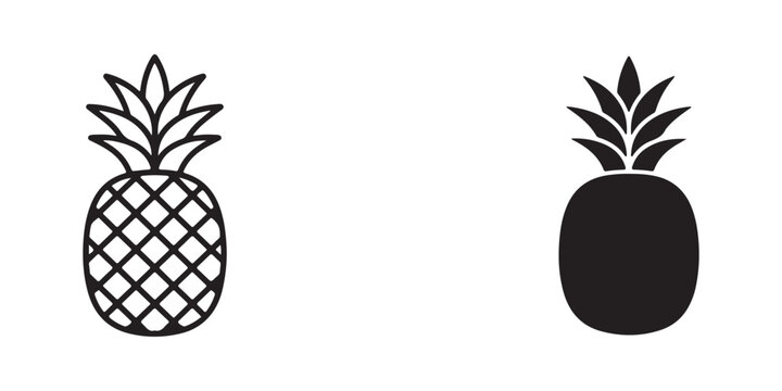 pineapple icons with different textures isolated on transparent background for graphic design use