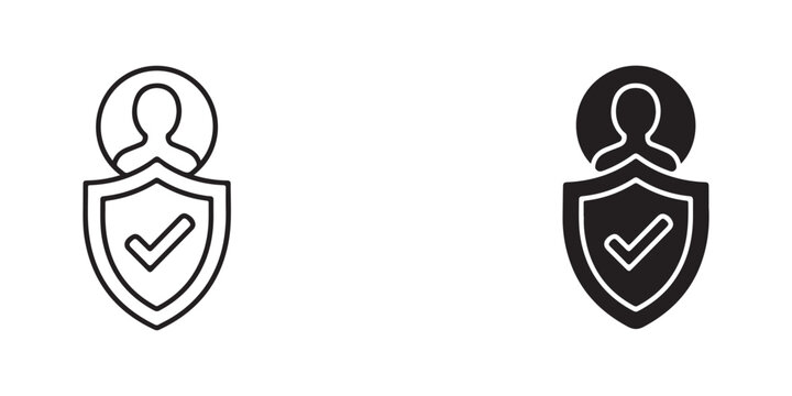 verified user profile icons with shield and checkmark symbols indicating security or approval status