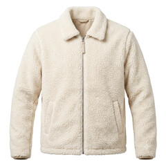 Cream white sherpa fleece zip up winter jacket © BTG