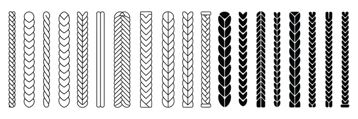 Rope brush set featuring knit patterns, twisted rope collections, and seamless decorative vector brushes for Adobe Illustrator © Rakib001
