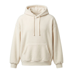 Cozy cream white fleece pullover hoodie sweatshirt © BTG