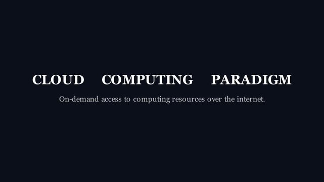Conceptual motion graphics demonstrating cloud computing architecture with client devices dynamically requesting and scaling virtual cloud resources