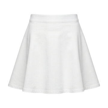 Blank white flared mini skater skirt for women mockup