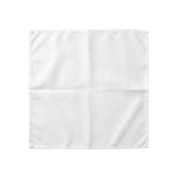 Blank white square cotton handkerchief cloth folded flat