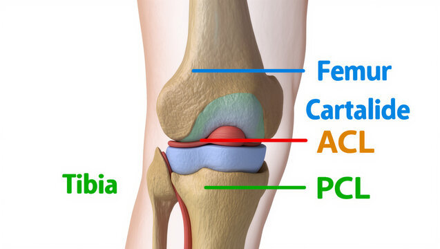  Human Knee Joint Anatomy Illustration Showing ACL PCL Cartilage Femur and Tibia