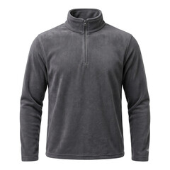 Grey fleece half zip pullover sweater mockup © BTG
